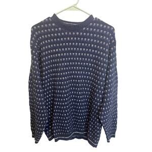 90s Vintage Navy Blue Grandpa Crewneck Sweater Cozy Classic Retro Size XL